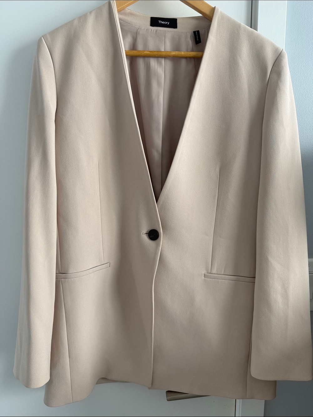Theory Light Cream Single-Button Blazer